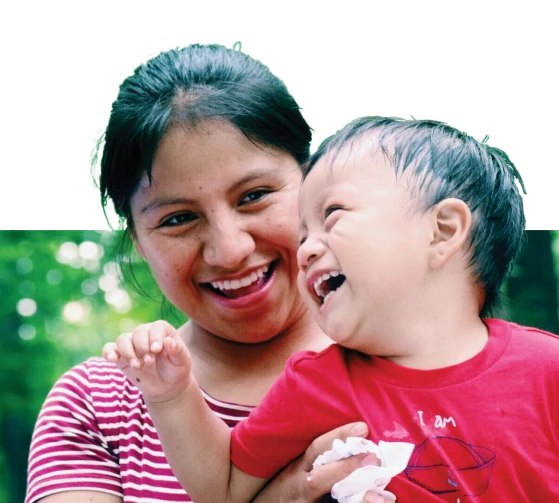 Photo of a mother in nature with a child